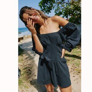 NWT Free People Cerise Mini Dress Women Casual Pintuck 3/4 Sleeve Short